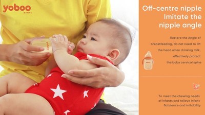 Baby chewing on clearance nipple of bottle