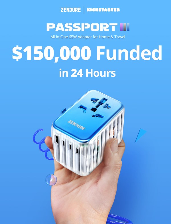 Zendure's Passport III Travel Adapter Surpasses $100K in First Day of  Crowdfunding - PR Newswire APAC