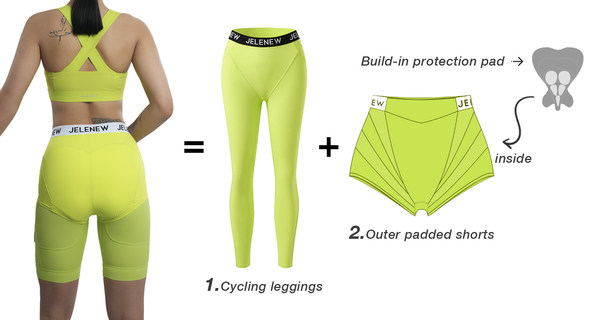 Jelenew 1+1 model outer padded cycling pants will bring women a