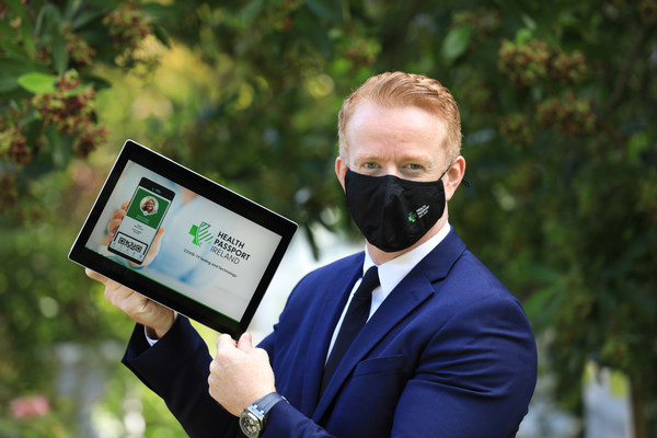 Robert Quirke, President & CEO of Irish-based ROQU Group, displays the world-first 'Health Passport' platform which has been specifically engineered to support increased COVID-19 testing.