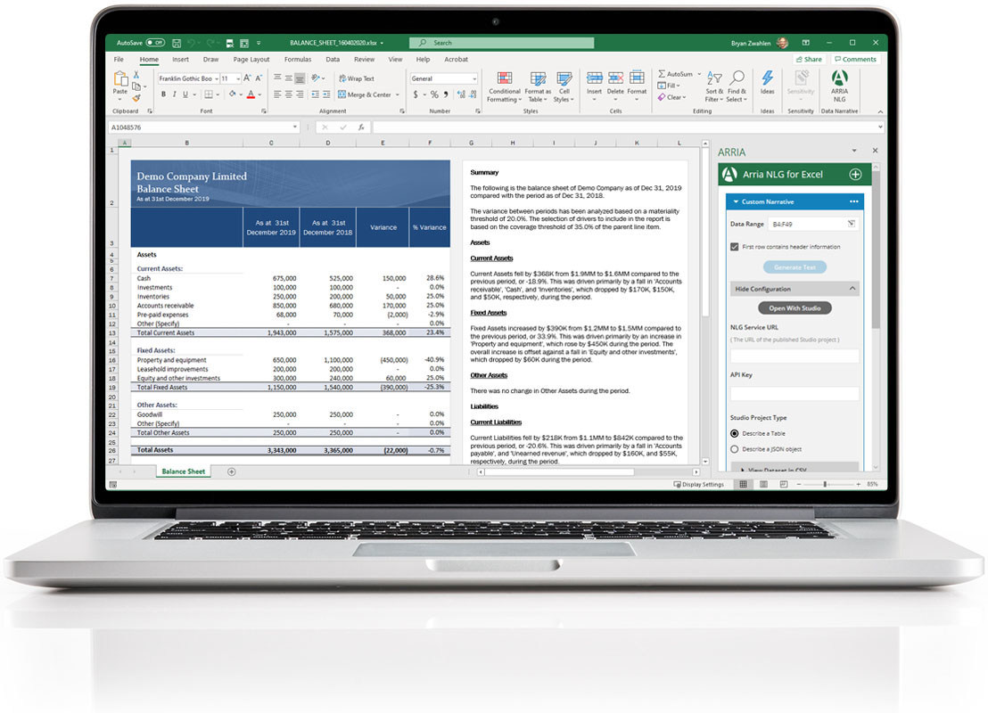 Arria Nlg Perkenal Ciri Tambahan Microsoft Excel Bawakan Ringkasan Bahasa Tabii Dan Pengautomatan Laporan Dinamik Atas Permintaan Ke Lembaran Hamparan Pr Newswire Apac