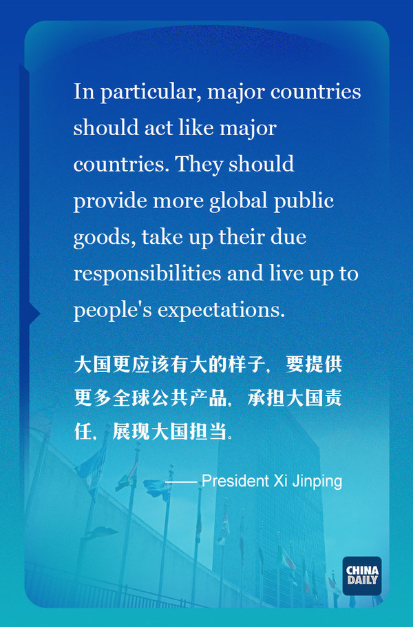 A highlight from President Xi Jinping’s speech at the 75th session of the United Nations General Assembly via video on Tuesday. [Graphic by chinadaily.com.cn]-1