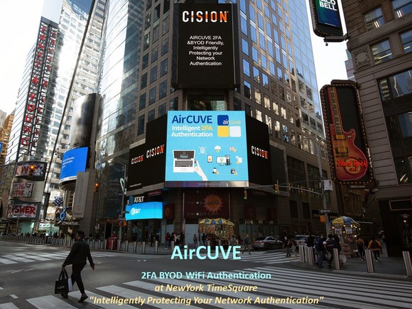 โซลูชัน AirCUVE 2FA BYOD WiFi Authentication ที่นิวยอร์กไทม์สแควร์