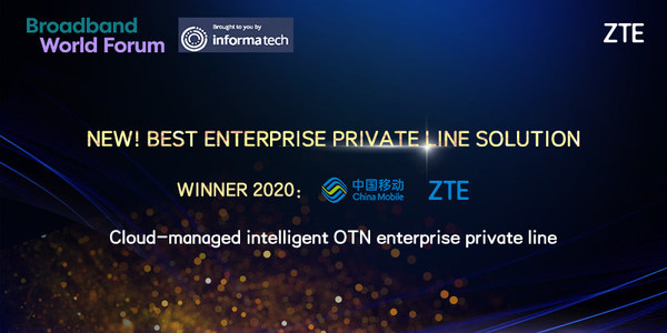 ZTE dan China Mobile memenangi Anugerah Penyelesaian Talian Persendirian Perusahaan Terbaik di Forum Dunia Jalur Lebar 2020