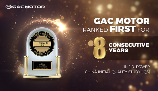 GAC MOTOR, 8년 연속으로 중국 1위 브랜드로 인정받아
