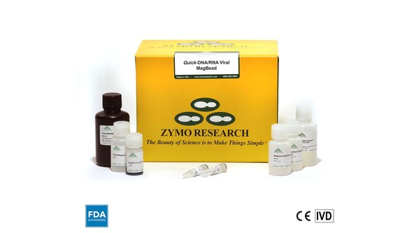 Zymo Research 的 Quick-DNA/RNA(TM) Viral MagBead Kit 試劑盒已獲批准用於歐盟成員國的體外診斷應用。