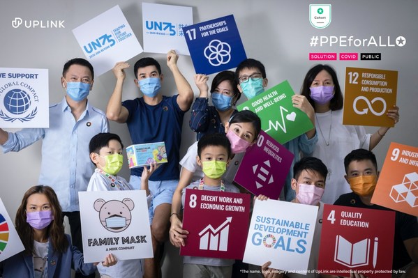 Jessie Chung, Kenneth Kwok and members of the Family Mask and the MXA Group team celebrating the milestone of 1,000,000 surgical-grade masks donated during United Nations General Assembly 2020 Week