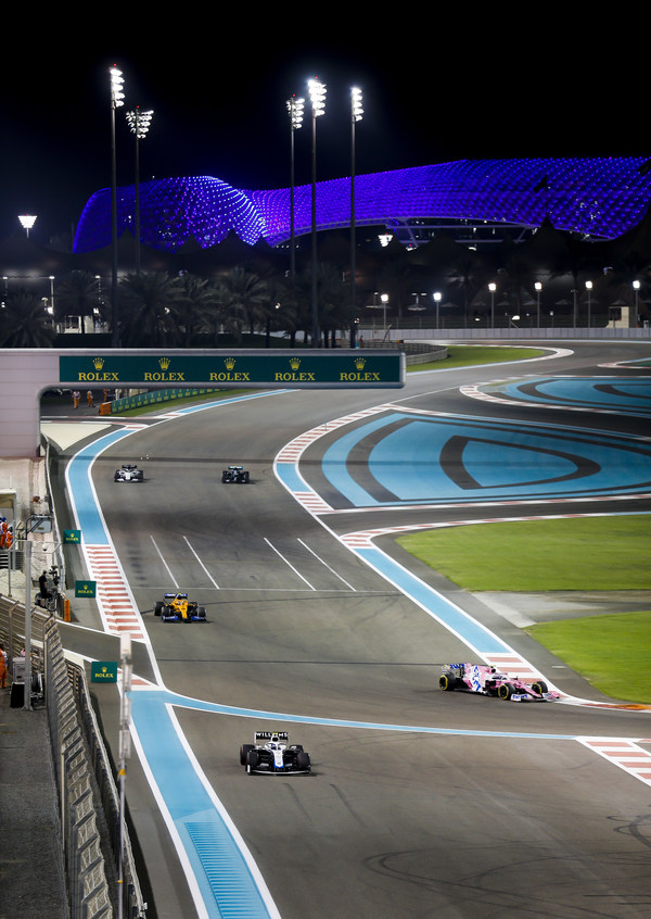 Yas Island illuminated blue during the Abu Dhabi Grand Prix in honour of frontline workers