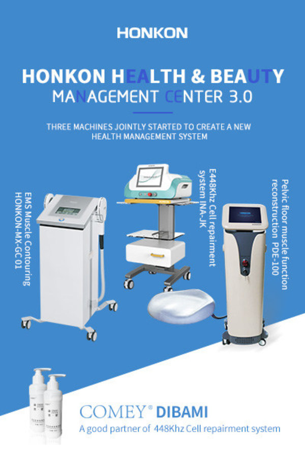 HONKON’s trio of high-tech machines create a new health management system that covers muscle contouring, cell repair and pelvic floor muscle function