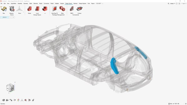 Complete Altair HyperWorks workflow supporting topology optimization modeling and meshing