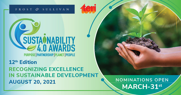 Frost & Sullivan and TERI Open Nominations for the Prestigious Sustainability 4.0 Awards 2021 in India
