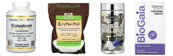 Concentrated colostrum capsule, erythritol, muscle builder and dietary supplement, in that order