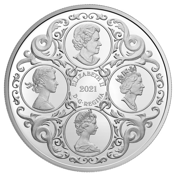 加拿大皇家鑄幣廠的銀質收藏幣慶祝英女皇 95 歲大壽（正面）