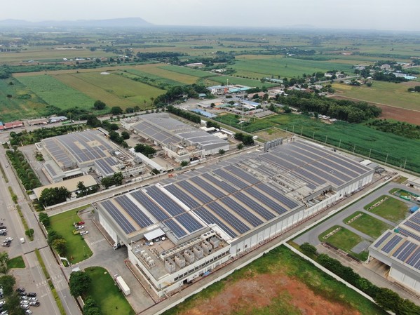 Solar panels installed by TotalEnergies on the rooftop of one of Betagro’s facilities