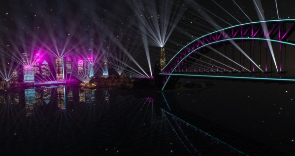 Our Connected City by Mandylights, supported by Transgrid, will shine new light on the city’s landmarks, with over 200 searchlights beaming across the Harbour, CBD buildings and the Cahill Expressway, linking the Sydney Opera House and Sydney Harbour Bridge in riotous colour.