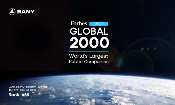 SANY ได้รับการจัดอันดับจาก Forbes ให้เป็นบริษัทเครื่องมือหนักที่ใหญ่ที่สุดของจีนในปี 2021 และอันดับสองของโลก