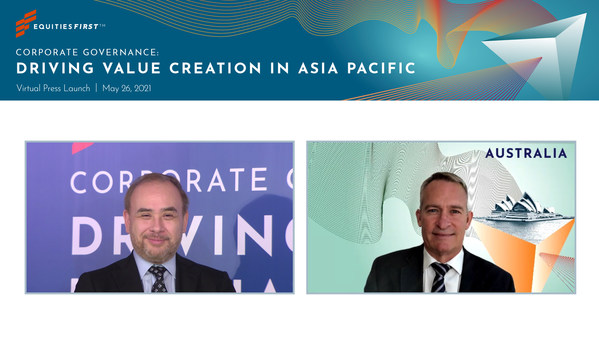 (ซ้าย)Gordon Crosbie-Walsh ประธานกรรมการบริหาร EquitiesFirst เอเชีย  และ (ขวา)Mitchell Hopwood ประธานกรรมการบริหารของ EquitiesFirst ออสเตรเลีย