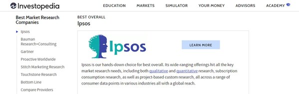 益普索Ipsos被评为2021年度最佳综合性市场研究公司
