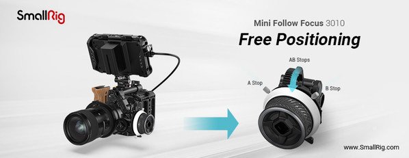 SmallRig Mini Follow Focus, featured with free positioning of A/B stop to ensure control accuracy for video creators