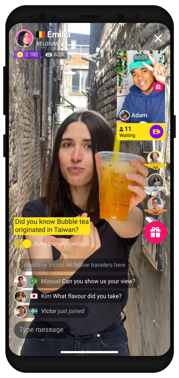 With Ablo’s newest feature, “Live Guide Show”, users can share their country and culture in real time. The streamer, or “Live Guide” as the app calls them, becomes a virtual guide to the viewers. Ablo - Open Your World.