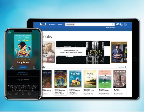 hoopla digital provides members access to borrow, download and stream diverse library content. Of the collection of titles available on hoopla, highlights include Remote Sympathy and Baby Done.