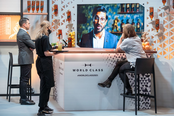 Judges L-R Ago Perrone and Hannah Lanfear listen to a presentation for the Johnnie Walker Hidden Highball Challenge at the World Class Bartender of the Year Global Finals 2021