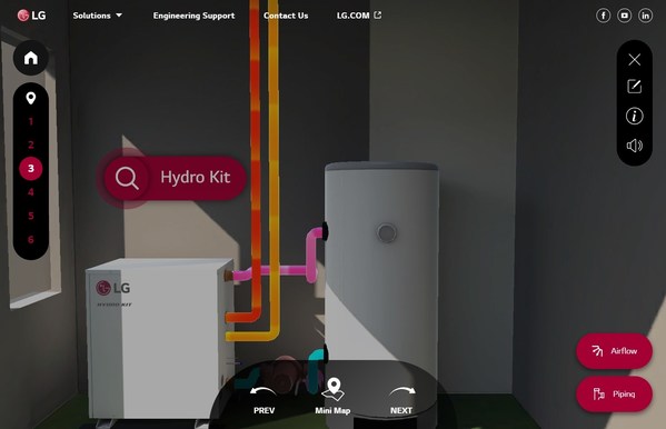 LG Virtual Experience showcasing Hydro Kit in Hotel Space