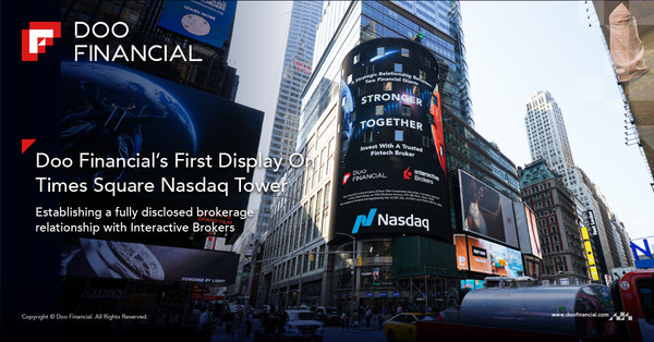 Doo Financial has recently established a fully disclosed brokerage relationship with Interactive Brokers and celebrated with a debut on the Nasdaq in Times Square, New York.