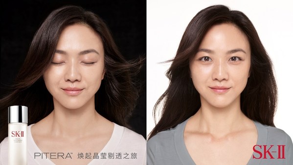 Tangwei in her 2021 iconic remake of her first 2010 SK-II campaign