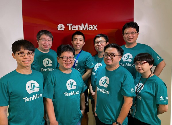 Tenmax exec team in Taipei HQ: Front row from left to right - Jeremy Lin, Dr.Nathan Chiu (CEO), Brian Yang (Managing Director), Eureka Tseng (PM). Back row from left to right - Tom Su, Jay Chau, Tsung-Yin Tsai and Dr.Richard Hsiao (VP of Engineering).