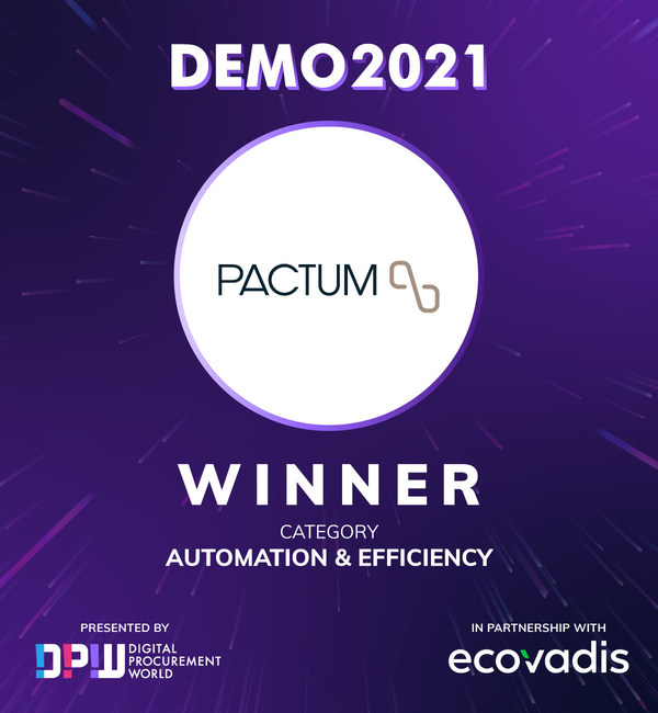 Pactum, Best Startup in Automatio & Efficiancy category. Digital Procurement World DEMO 2021. https://dpw.ai