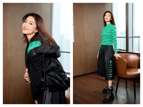 FILA时尚运动代言人高圆圆身穿FILA Emerald高端女装系列新品