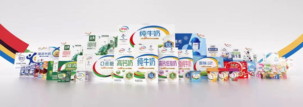 A selection of dairy products made by Yili Group