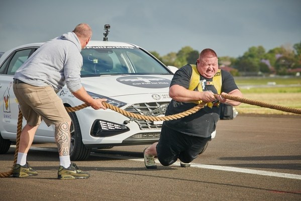 Guinness World Record Attempt: Strongman to Pull Cars with his Teeth in Car Pull for Kids Fundraiser