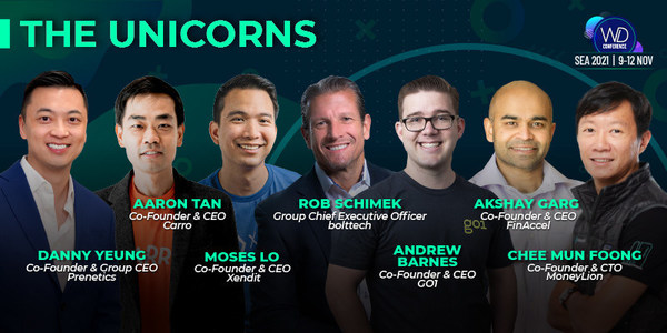 A few of the unicorns featured on Wild Digital SEA 2021's speaker lineup—representing various verticals from automotive marketplace to fintech.