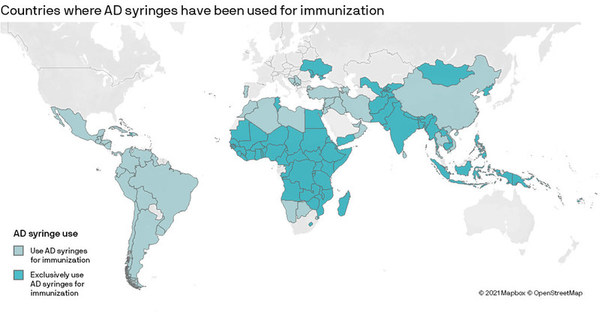 A supply gap of more than 1 billion autodisable syringes could impact COVID-19 immunization efforts in 100 countries