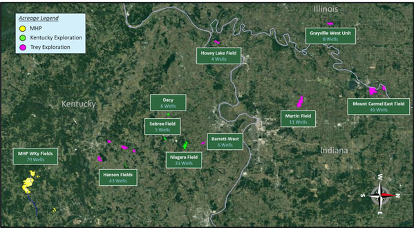 AXP LEASES IN ILLINOIS & APPALACHIAN BASINS. KENTUCKY EXPLORATION LEASES HIGHLIGHTED IN GREEN