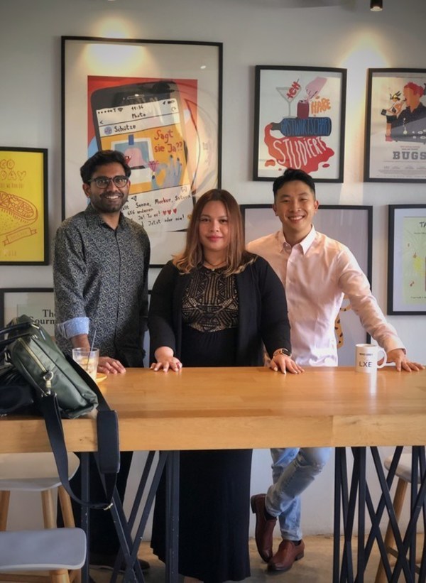 LXE Team (Left to Right): Abhilaash Subramaniam (Co-founder), Jzlyne Joanna (Chief Marketing Officer), Joshua Goh (Co-founder)
