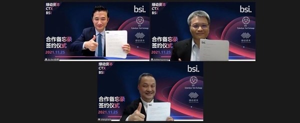 (From top left, clockwise) Dr Bo Bai (CTX), Kelvin Wong (CTX) and Frank Zhang (BSI)