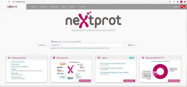 neXtProt数据库网站界面