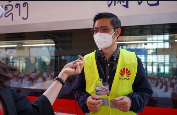 Huawei staff at Laos-China railway opening ceremony