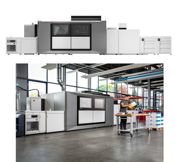 佳能varioPRINT iX系列单张纸喷墨印刷系统 （图片中设备长宽高约：8,800 x 2,750 x 2,300 mm）