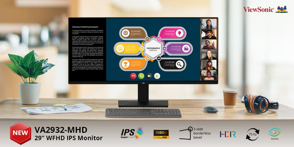 Viewsonic Unveils Ultra-Wide IPS Screen Monitor VA2932-MHD Designed For Working And Entertainment