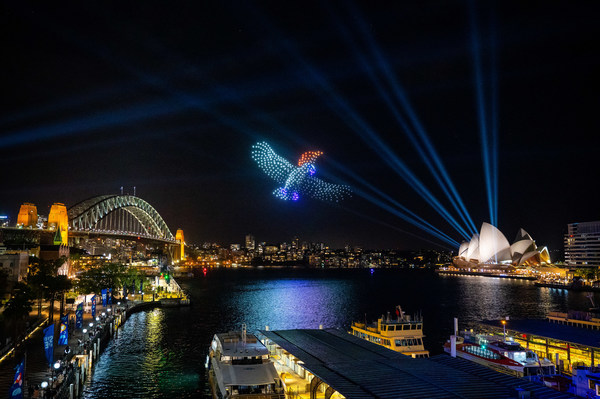 ELEVATE SkyShow, where 500 choreographed drones lit the skies above Sydney Harbour as part of ELEVATE Sydney 2022.