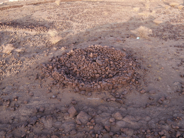 A 3rd millennium BCE infilled ringed cairn from the Khaybar Oasis in north-west Saudi Arabia.
