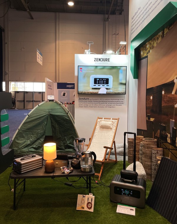 The primary focus of Zendure's camping-themed booth was showing off SuperBase Pro 2000, a power station that raised over $1.3 million USD in a recent fundraising campaign.
