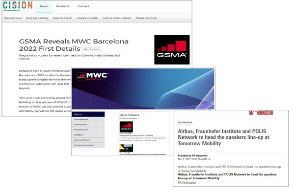 MWC 2022的在线新闻发布室、美通社新闻稿及合作媒体网站