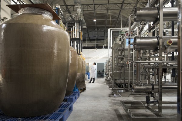 Photo shows parts of the brewing facilities of TingHua baijiu.