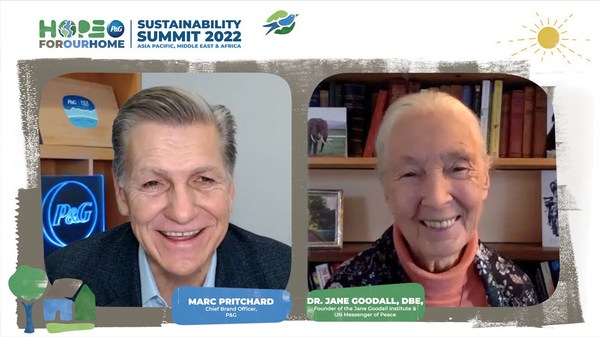 Tiến sĩ Jane Goodall gửi gắm thông điệp hy vọng tại Hội nghị cấp cao về phát triển bền vững năm 2022 của tập đoàn P&G khu vực Châu Á Thái Bình Dương, Trung Đông và Châu Phi (AMA).