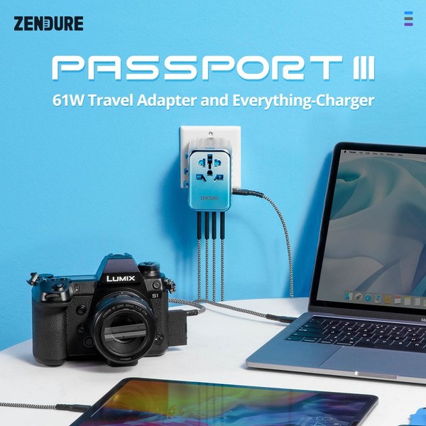 The new Passport III 65W travel adapter can charges 6 devices at a time and features an auto-resetting fuse, GaN technology, and a nostalgia-inducing design.